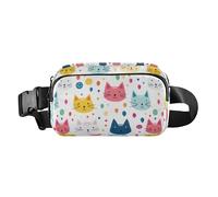 Simple Art - Marsupio a tracolla con motivo gatto, unisex, con cinghia regolabile, per viaggi, allenamento, escursionismo, Multicolore, Taglia unica