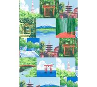 simple blank lined notebook with a mosaic of japans treasures; 100 pages for notes, ideas, thoughts, sketches, goals; diary, journal, writer, planner, sketch book; gift idea for friends and family