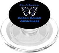 Simple blue butterfly I'm a survivor Colon Cancer Awareness PopSockets PopGrip per MagSafe
