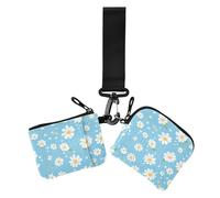 Simple Blue Daisy - Portafoglio da donna con portamonete, mini portamonete alla moda, con portachiavi, confezione da 2, semplice margherita blu, 1 size, Casual