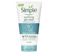 Simple Daily Skin Detox Purificante con timo, zinco e amamelide, detergente viso per pelli grasse e soggette a imperfezioni, 6 x 150 ml