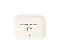 Simple Day Living & Lifestyle Piatto rettangolare ricordati di essere felice 20x15,5 cm Piatto rettangolare Ricordati di essere felice 20x15,5 cm