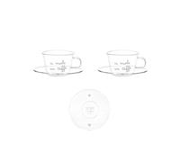 Simple Day Living & Lifestyle Set 2 tazzine con piattino in vetro ci vuole un caffè Set 2 tazzine con piattino in vetro Ci vuole un caffè