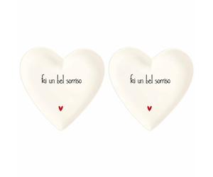 SIMPLE DAY SET 2 PIATTI CUORE 18 CM FAI UN BEL SORRISO