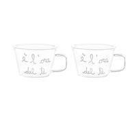 SIMPLE DAY SET 2 TAZZE IN VETRO 280 ML E' L'ORA DEL TE'
