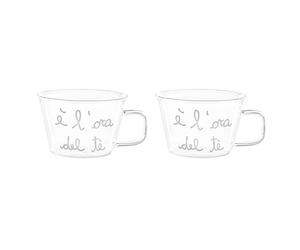 SIMPLE DAY SET 2 TAZZE IN VETRO 280 ML E' L'ORA DEL TE'