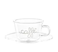 SIMPLE DAY Tazza Caffè con Piattino Set 2 Pezzi 100ml Vetro