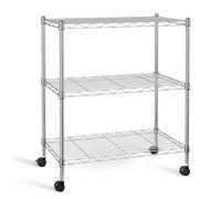Simple Deluxe Scaffalatura a 3 ripiani con ruote, ripiani regolabili, in acciaio, cromato