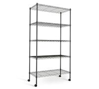 Simple Deluxe Scaffale a 5 ripiani, in metallo, con ruote, resistente, per bagno, o altri usi commerciali, fai da te, carico massimo 565 kg, 74 x 36 x 155 cm