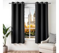 Simple Deluxe Tende oscuranti lunghe 160 cm, set di 2 pannelli, isolamento termico, con occhielli e 2 tende, larghezza 106 x lunghezza 160 cm, colore nero