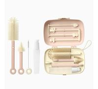 Simple. easy .quick. Set di spazzole - Kit per la pulizia dei biberon con spazzola in silicone, spazzola per capezzoli, spazzola per cannuccia, dispenser di sapone, stendibiancheria, strumento per la