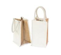 Simple Ecology Borsa per la spesa in tela biologica e iuta, riutilizzabile, per 4 bottiglie di vino, confezione da 2