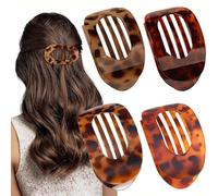 Simple Elegant Duckbill Hair Clip, Flat Claw Clips for Girls, Oval Hair Clips for Women, Pointed Duckbill Hair Clips for Thick Medium Thin Hair, Strong Hold No Slip Hair Barrettes (4PC-C)