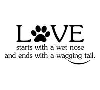 Simple Expressions Arts Wall Decal Love Starts with a Wet Nose and Ends with a Wagging Tail pet Love Vinyl Wall Saying Lettering Quote Inspirational S