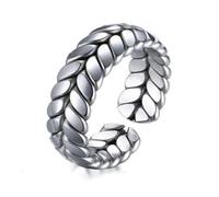 Simple Exquisite Silver Color Leaf Finger Ring Stainless Steel Ring for Men Women Opening Jewelry Accessories