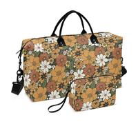 Simple Flowers - Borsa da viaggio con tracolla regolabile, per palestra, set di 2 pezzi