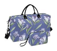Simple Fresh - Borsa grande con fiori viola per viaggi, fine settimana, palestra, sport, con tracolla regolabile per allenamento, impermeabile