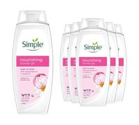 Simple Gel doccia nutriente per il corpo, con vitamine e olio di geranio naturale, per la cura della pelle delicata, 450 ml, confezione da 6