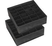 Simple Houseware 2 Pack Closet Socks Organizer 24 Cell Drawer Divider Black