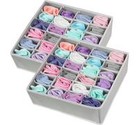 Simple Houseware 2 Pack closet Socks Organizer, 24 cell Drawer Divider, grey