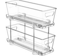 Simple Houseware 2-Tier Narrow Basket Drawer Cabinet Pull-Out Organizer, Clear