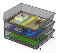 Simple Houseware 3-Pack impilabile Wide Entry Desk File Document Letter Tray Nero