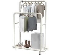 Simple Houseware Appendiabiti per Abiti a Doppia Asta con Ripiani Inferiori, Bianco