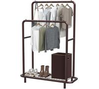 Simple Houseware Appendiabiti per Abiti a Doppia Asta con Ripiani Inferiori, Bronzo