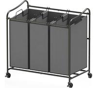 Simple Houseware Carrello portabiancheria per carichi Pesanti a 3 Sacchi, Grigio Scuro