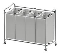 Simple Houseware Carrello portabiancheria per carichi Pesanti da 4 Sacchi, Argento