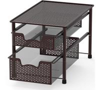 Simple Houseware - Cestello portaoggetti scorrevole impilabile a 2 livelli, colore bronzo