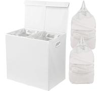 Simple Houseware Cesto portabiancheria doppio con coperchio e sacchetti rimovibili, bianco