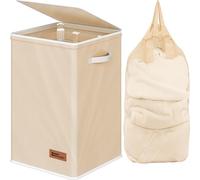 Simple Houseware Cesto portabiancheria Pieghevole con Coperchio, Beige