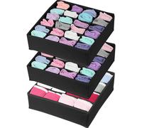 Simple Houseware Closet Drawer Organizer for Clothes Socks and Underware 3 Pack Black