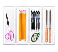 Simple Houseware Confezione da 4 organizzatori per cassetti in plastica Trasparente, 3,25x 9,7