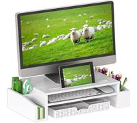 Simple Houseware Desk Monitor Stand Riser with Adjustable Organizer Tray White