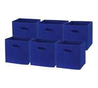 Simple Houseware Foldable Cube Storage Bin with Handle Dark Blue 6 Pack