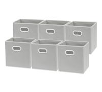 Simple Houseware Foldable Cube Storage Bin with Handle Grey 6 Pack