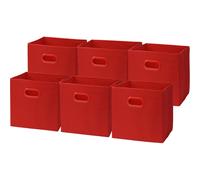 Simple Houseware Foldable Cube Storage Bin with Handle Red - 6 Pack