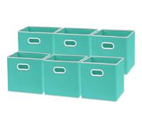Simple Houseware Foldable Cube Storage Bin with Handle Turquoise 6 Pack