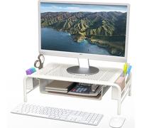 Simple Houseware Metal Desk Monitor Stand Riser with Organizer Drawer White