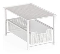 Simple Houseware - Mobiletto sottolavello impilabile con cestello scorrevole, cassetto organizer, bianco