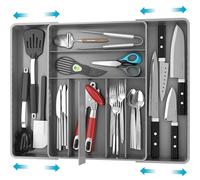 Simple Houseware Organizer per Posate espandibile per cassetto da Cucina, Grigio