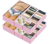 SIMPLE HOUSEWARE Organizer pieghevole per cassetti, per vestiti, biancheria intima, mutandine, set da 12, colore: rosa
