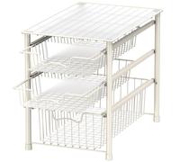 Simple Houseware, organizer portaoggetti con cassetto scorrevole impilabile a 3 livelli per bagno e cucina, bianco
