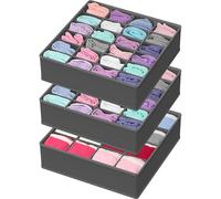 Simple Houseware Organizzatore per cassetti dell'Armadio per Vestiti, Calzini e Biancheria Intima, Confezione da 3, Grigio Scuro