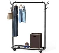 Simple Houseware Porta Abiti in Stile Industriale con Ruote e Ganci, Nero