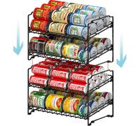 Simple Houseware Porta lattine a 2 ripiani nero - Confezione da 2