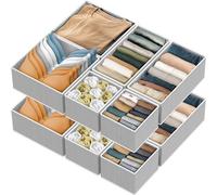 Simple Houseware Scatola portaoggetti pieghevole in tessuto, per armadio, cassettiera, divisore, organizer per biancheria intima e reggiseni, grigio (set da 12)