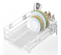 Simple Houseware Scolapiatti con scolapiatti, portabicchieri e portautensili, bianco